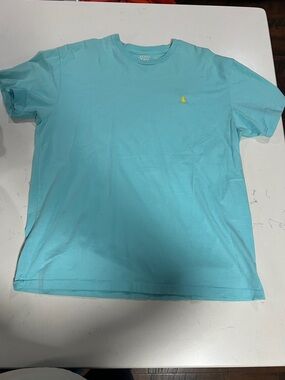 Polo by Ralph Lauren Short Sleeve Crew Tee in Aqua with Yellow Pony